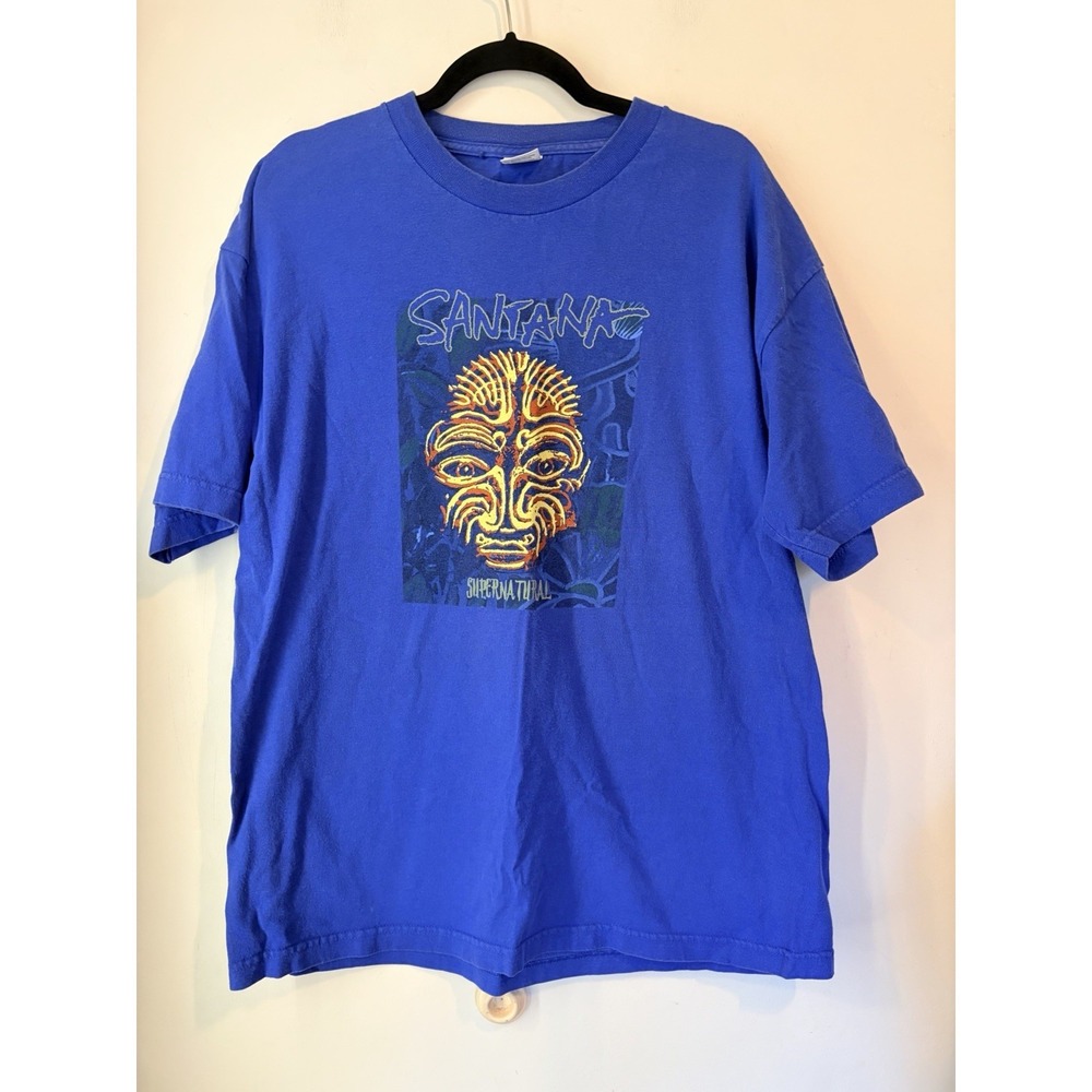 Vintage 1999‎ Santana Supernatural T Shirt XL Blue Band Tee Rock Graphic 2 Sided